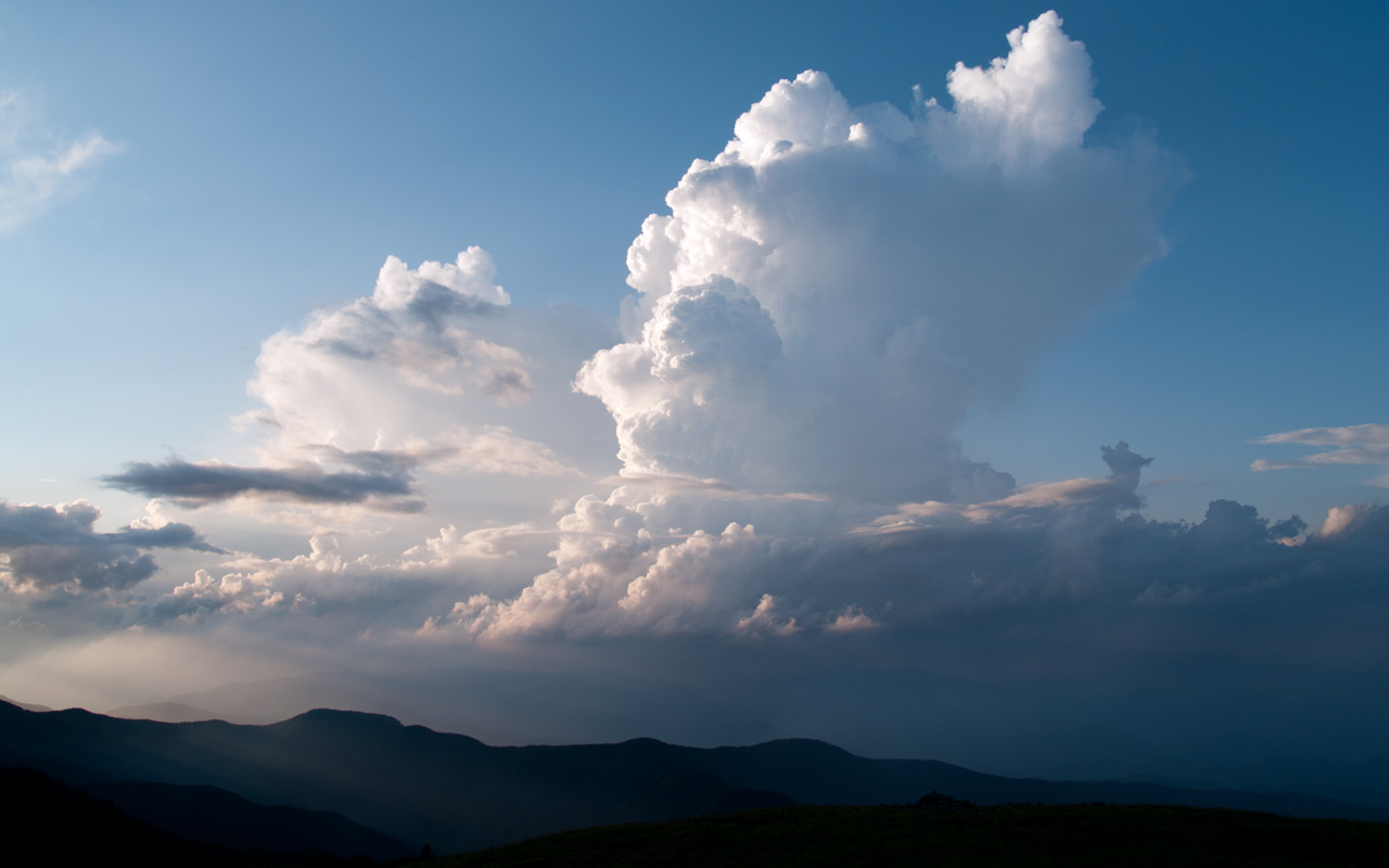 ワイド画面 1280 800 のデスクトップ壁紙 夏の雲 夕方の入道雲