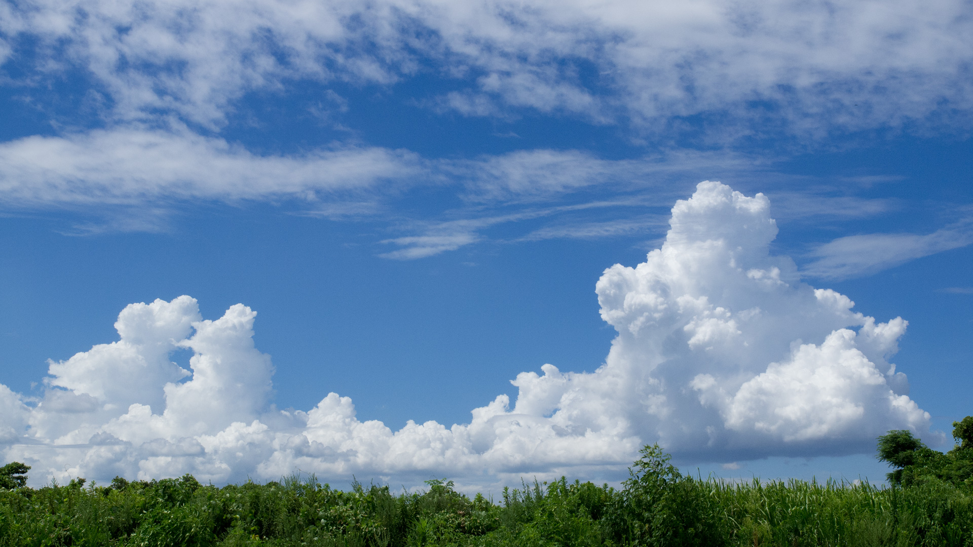 夏の風物詩 青空に入道雲 積乱雲 のデスクトップ壁紙 ワイド画面 1920 1080