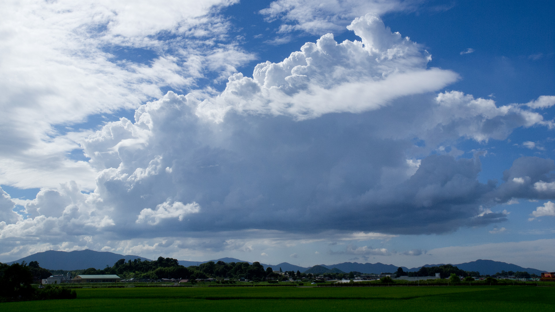 夏の景色 田園と入道雲 積乱雲 のデスクトップ壁紙 ワイド画面 1920 1080